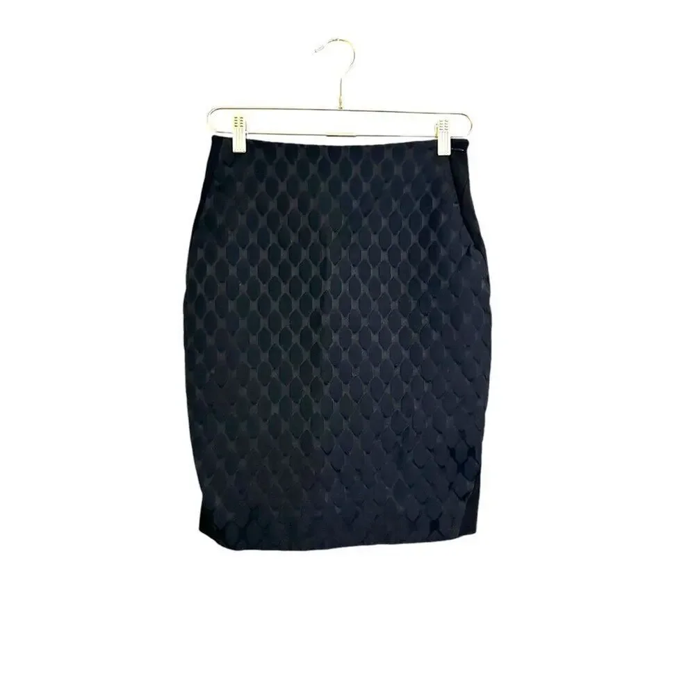 Diane von Furstenberg Emma Diamond Pencil Skirt Women's‎ 4 Black Side Zip Party